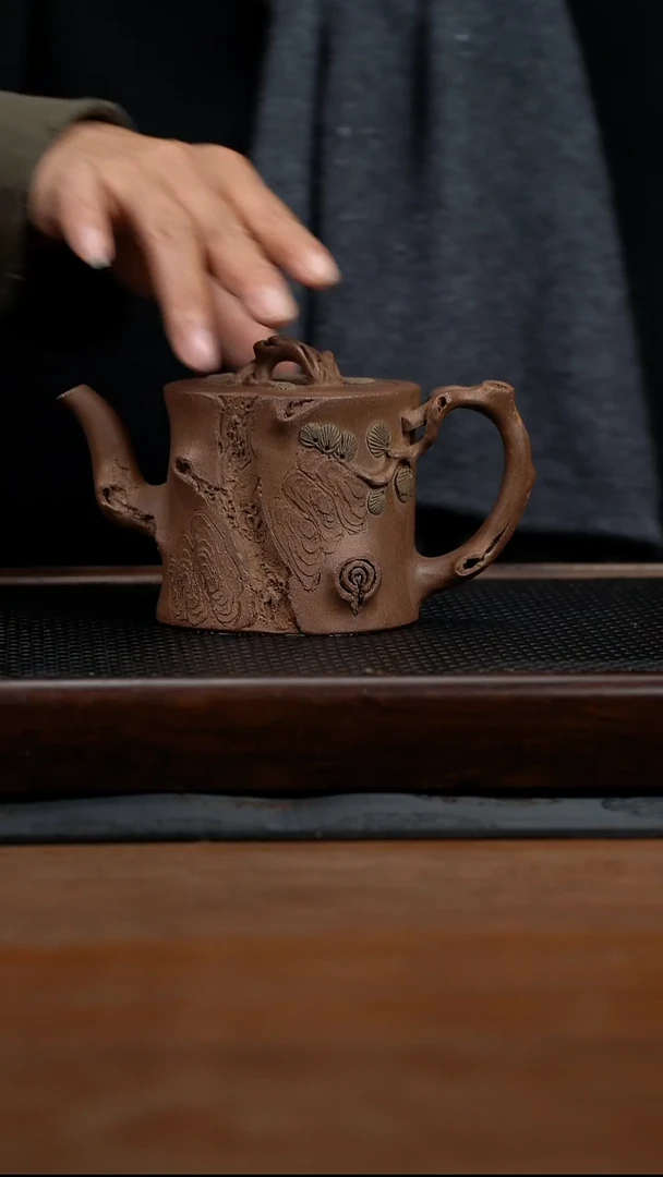 茶壶紫砂330cc黄龙山原矿紫泥松针9