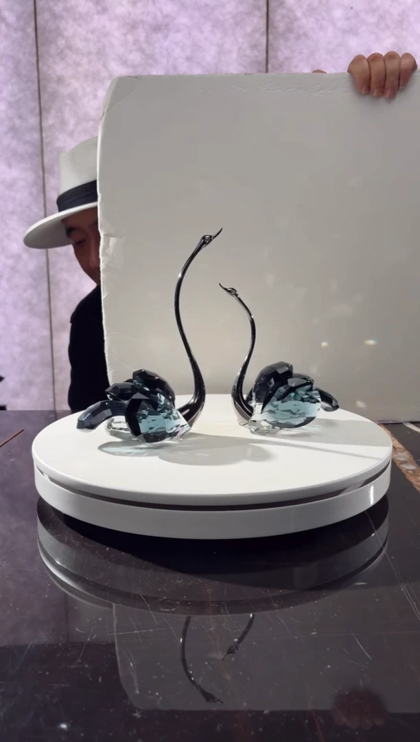 摆件CS0103050墨兰水晶天鹅一对