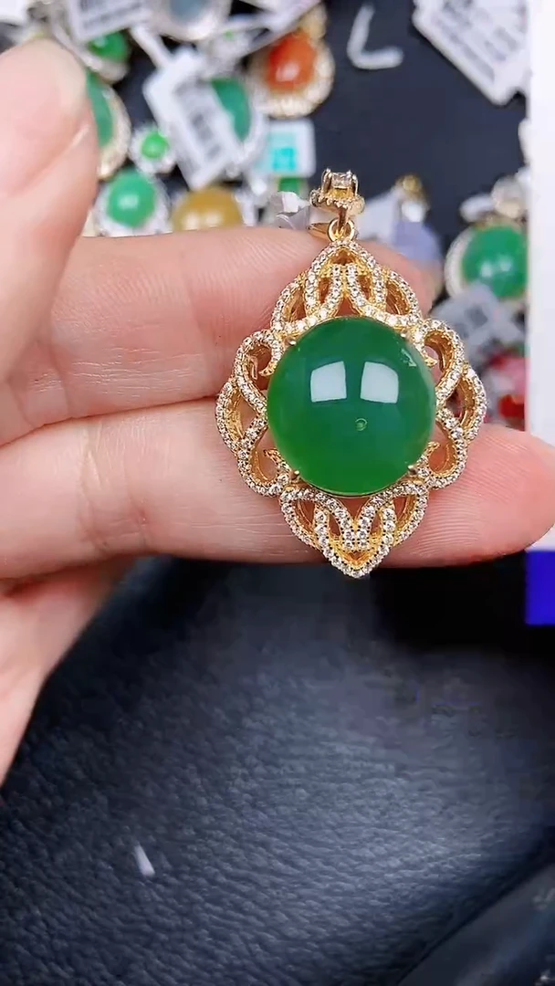 颈饰银S925镶嵌翡翠19651