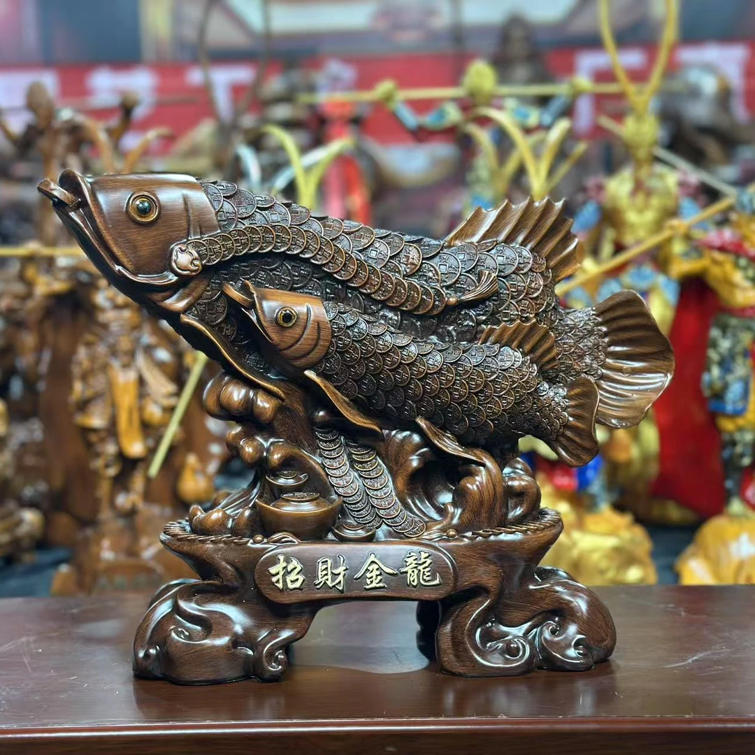《招财金龙》高33cm宽42cm办公室玄关前台装饰开业送礼工艺品