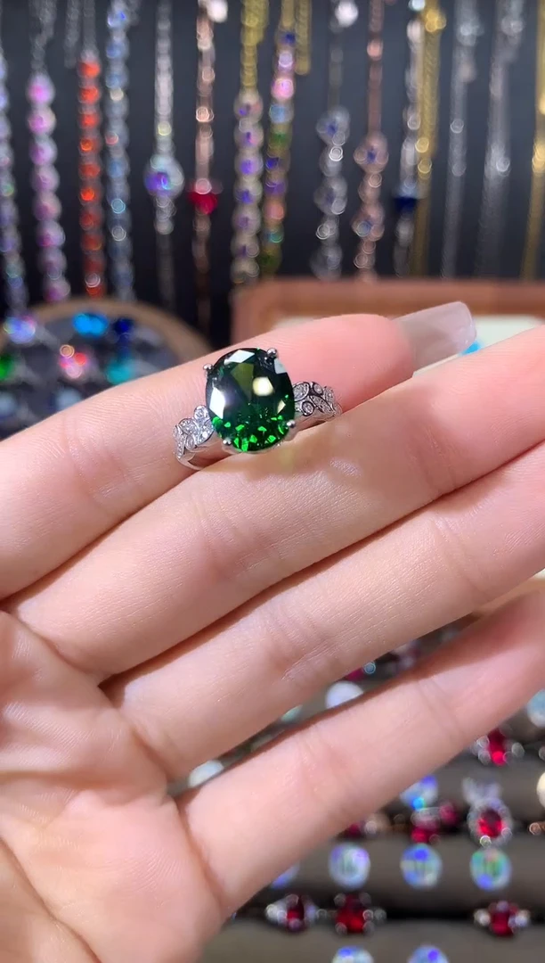 银S925镶嵌戒指碧玺911银色