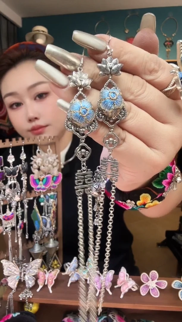 刺绣纯手工民族风刺绣耳环