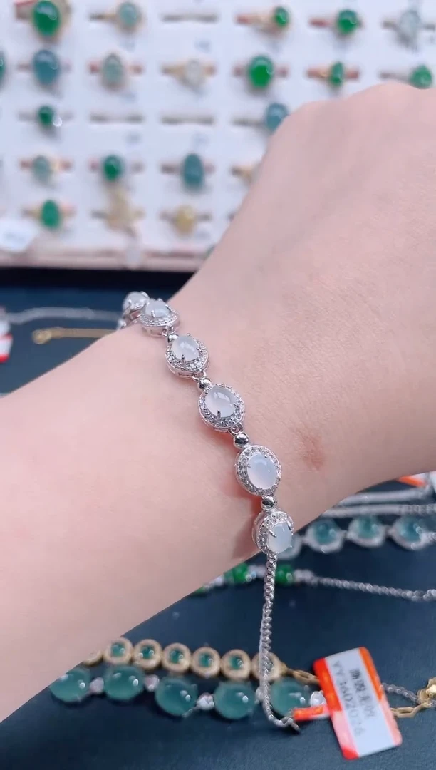 银S925镶嵌手链翡翠天然翡翠