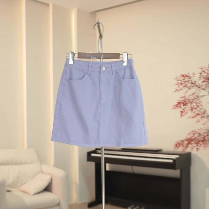 G784 春夏款糖果色小清新水洗牛仔半裙女 5383