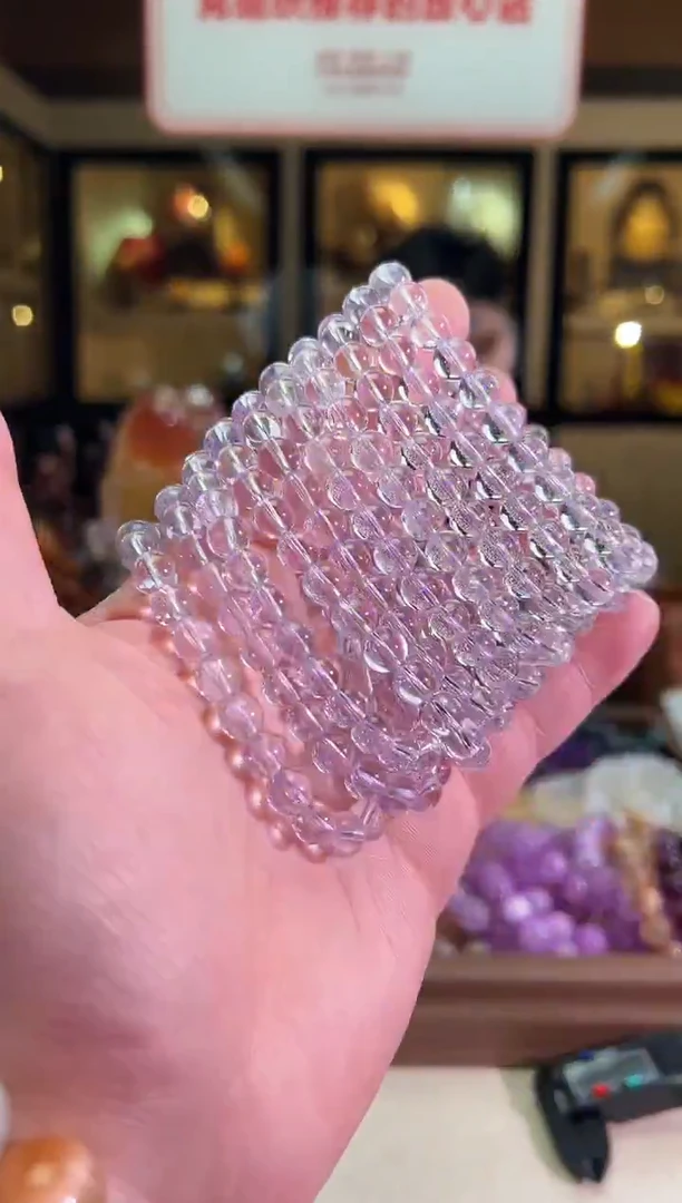 未镶嵌手链水晶7.6mm+全净玻利维亚紫水（多样性发一）