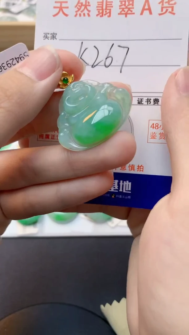 颈饰18K金镶嵌翡翠天然缅甸A货翡翠百元以上9元证书费自理