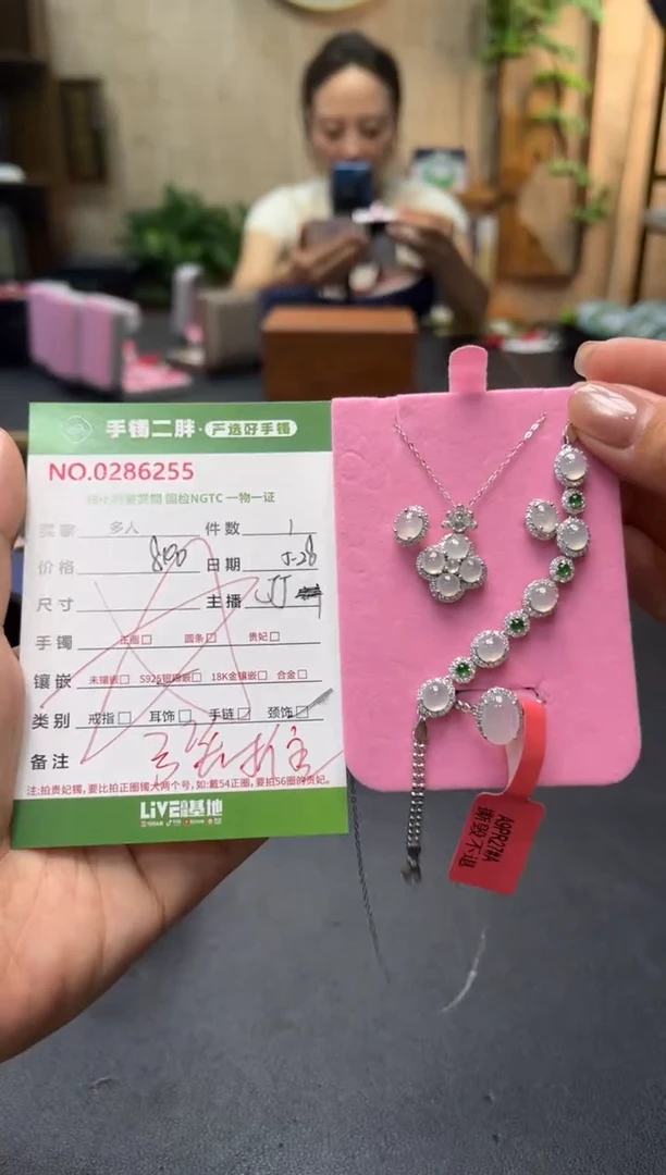 翡翠银S925镶嵌套链多人