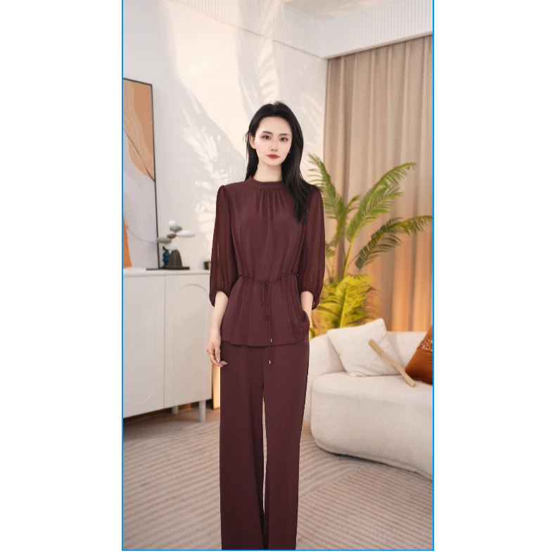 【两件套】休闲风民族风轻熟风时尚套装长袖阔腿裤25B720