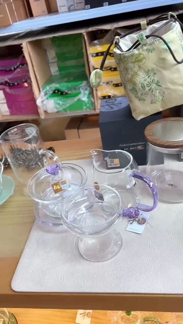 禾器/禅语盖碗/浅紫+晶彩/澄然/浅紫+晶彩/奉珠激光打孔/浅紫