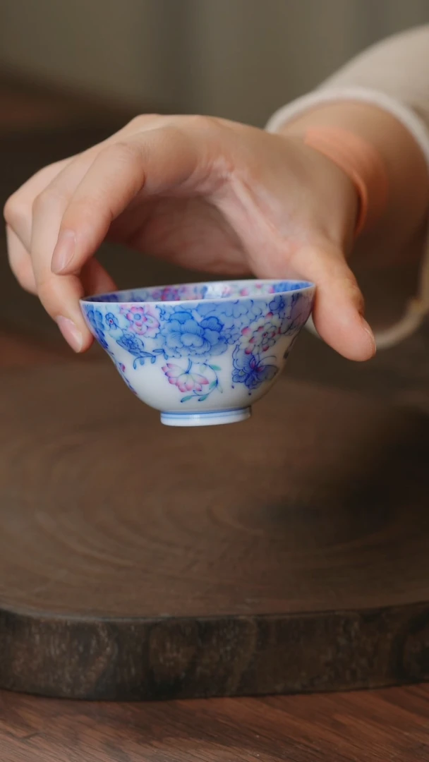 景德镇斗彩手绘茶杯茶杯