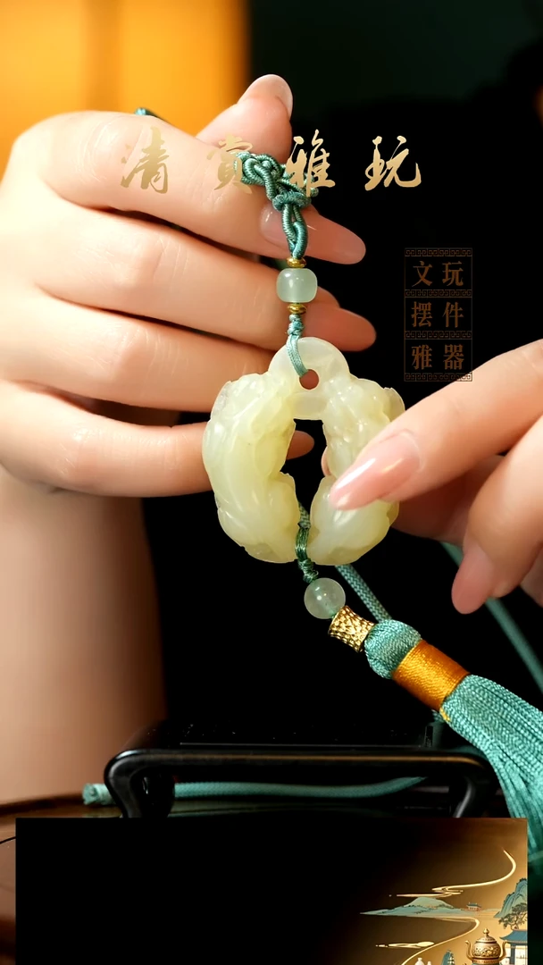 玉《貔貅车挂》手把件摆件