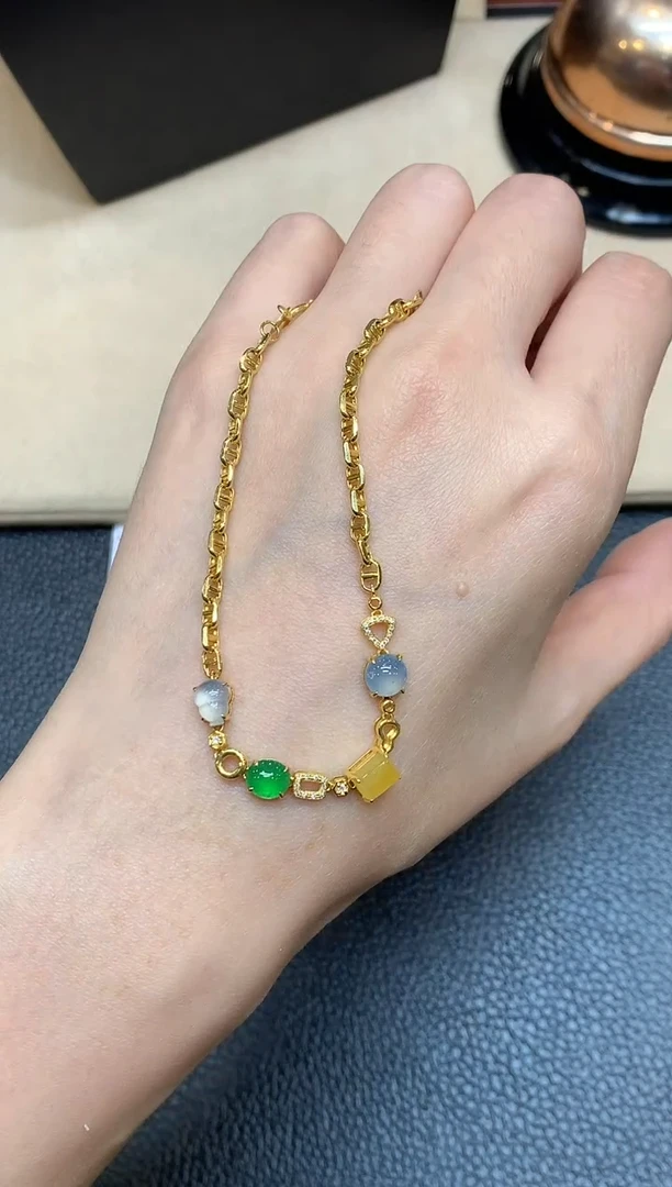 18K金镶嵌手链翡翠多宝【无服务费