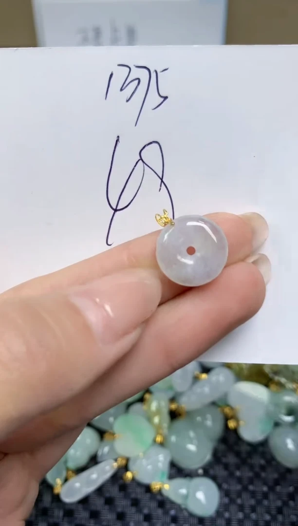 【闪购商品】翡翠颈饰18K金镶嵌天然缅甸A货翡翠