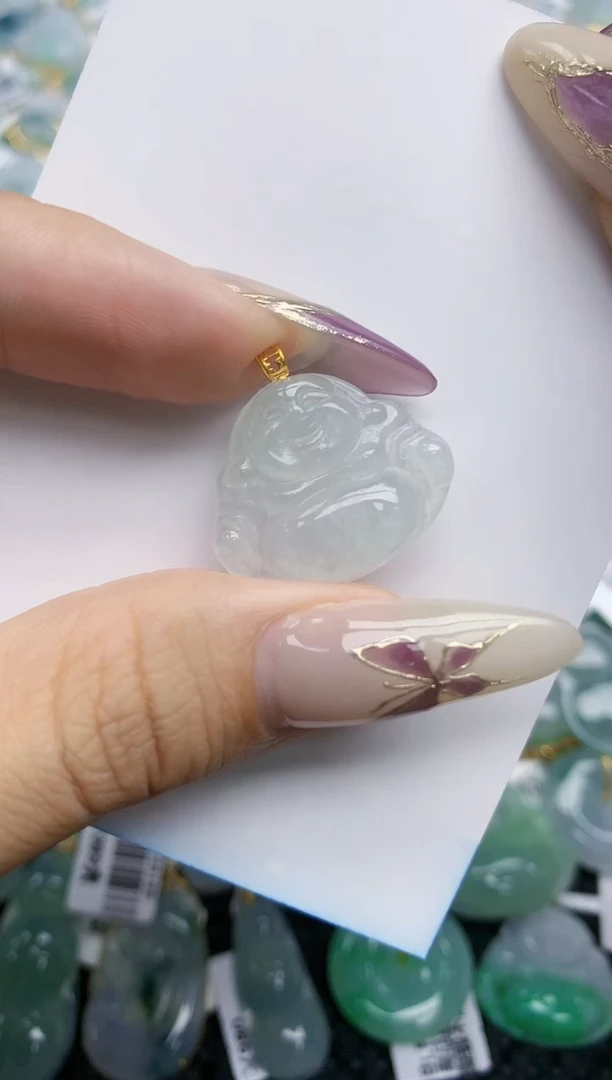 翡翠挂件18K金镶嵌285   天然翡翠A货