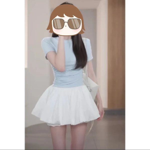 白色花苞裙裤女夏季2025新款高腰宽松休闲小个子A字阔腿云朵短裤