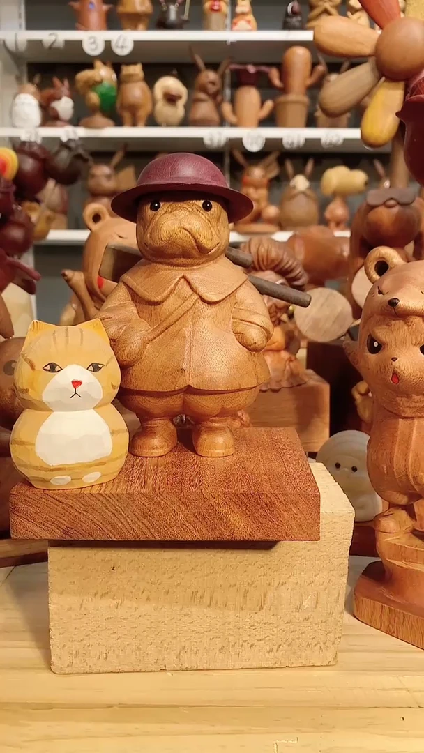 【闪购商品】香榧木木雕摆件可爱卡通