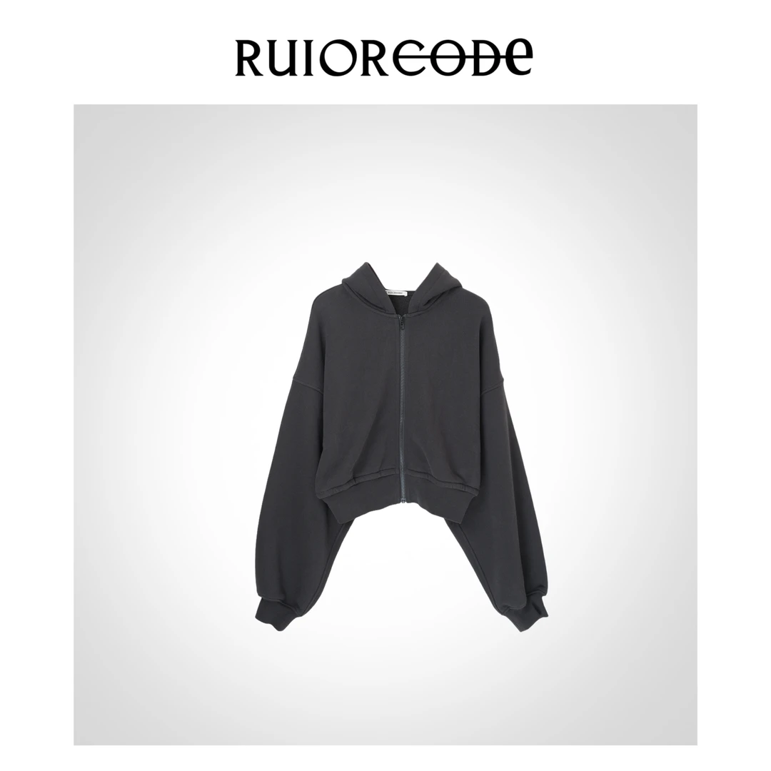 【RUIORCODE】百搭气质高腰蝙蝠袖拉链连帽卫衣 理性消费#