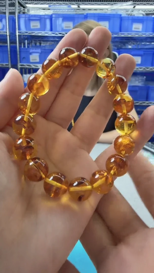 未镶嵌琥珀手链44秒拍号假一罚十