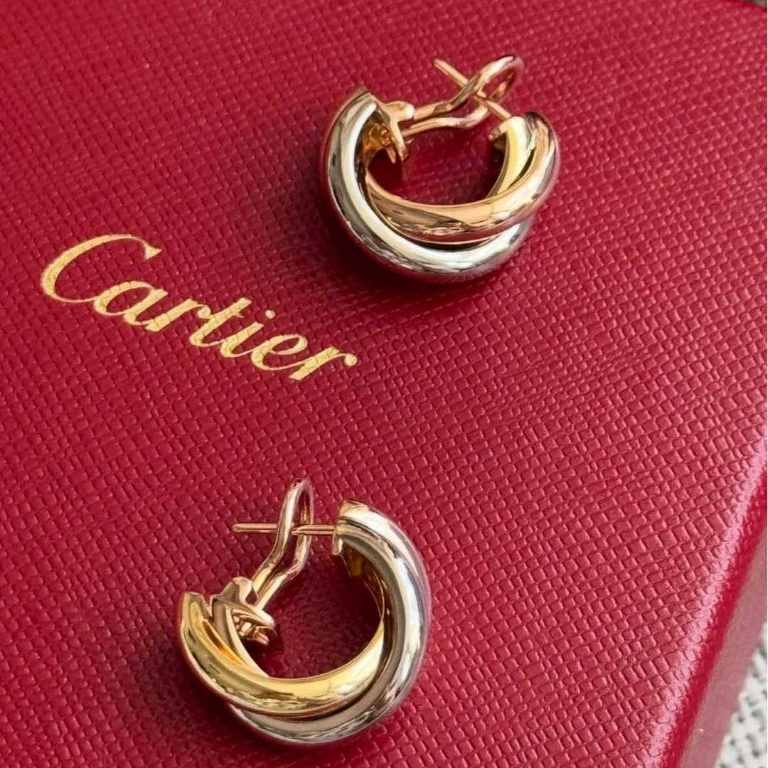 99新 Cartier/卡地亚 【念念】trinity 三环耳环大号18k玫瑰金