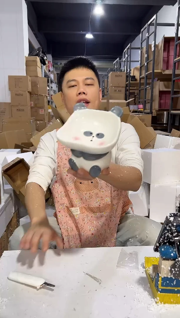瓷片陶瓷b款熊猫狗粮碗
