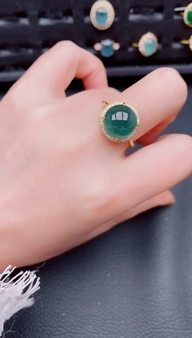 【闪购商品】翡翠戒指银S925镶嵌天然a货翡翠867