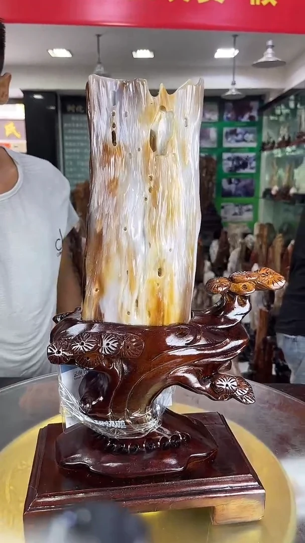 未镶嵌珠宝奇石硅化玉缅甸天然树化玉摆件