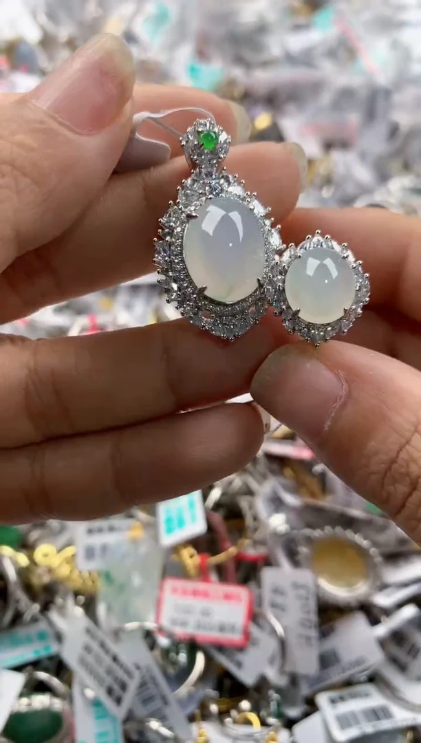 银S925镶嵌戒指翡翠4444----6