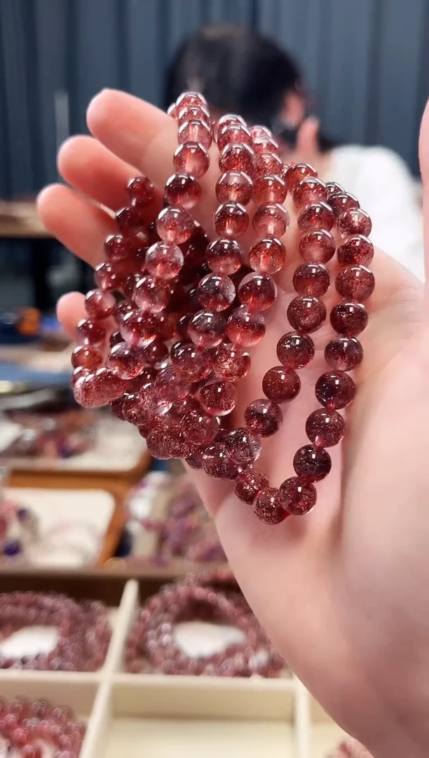 未镶嵌手串水晶金草莓超七单圈手串7mm【多样性发一】
