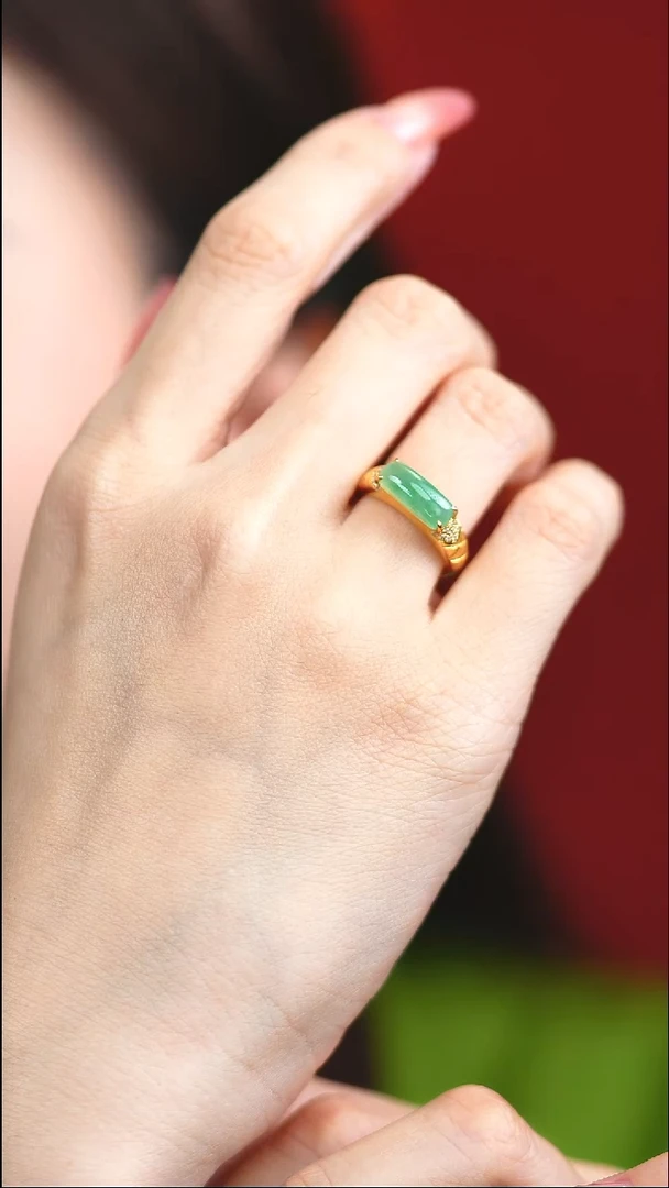 银S925镶嵌戒指翡翠新款