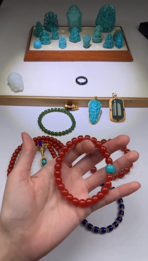 南红玛瑙手串手串18K金镶嵌手串手串