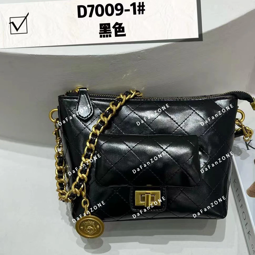 【芝麻集】ZT-D7009-1-黑色休闲百搭女士小众简约单肩气质女包