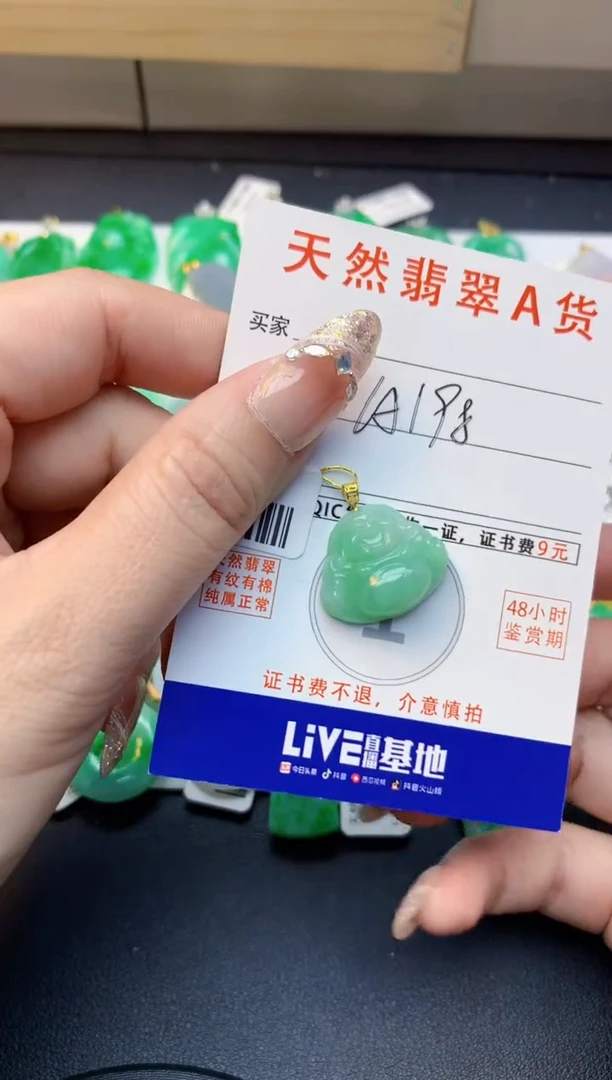 颈饰18K金镶嵌翡翠天然A货缅甸翡翠百元以上9元证书费自理