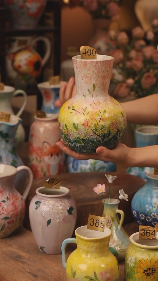 陶瓷400景德镇设计师手作花器摆件侘寂风