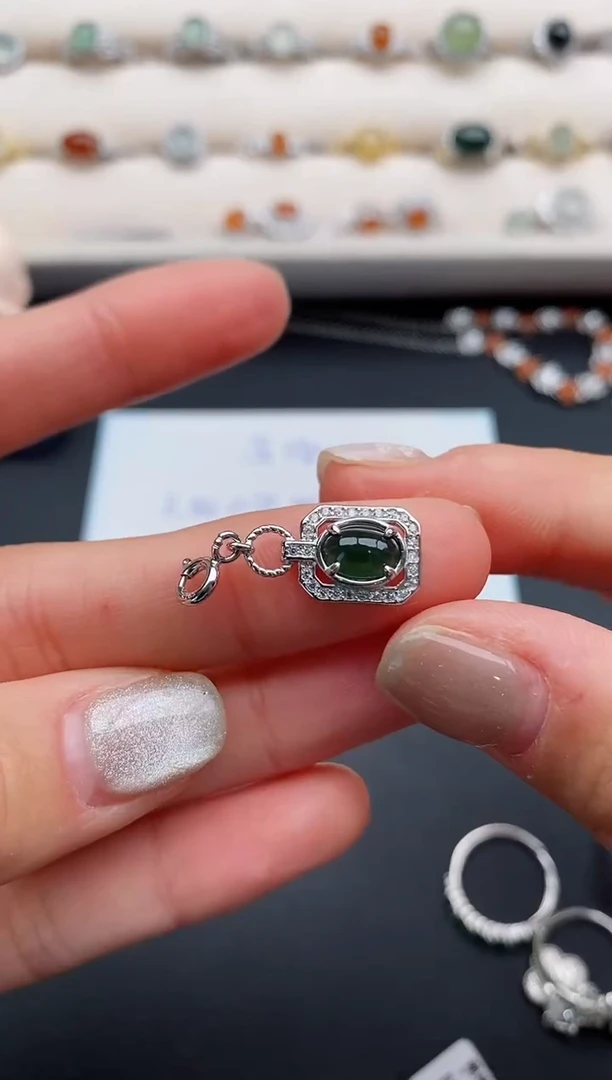 银S925镶嵌戒指翡翠111111+8