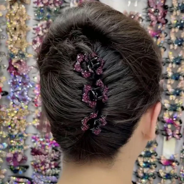 诗泊雅 亚克力/树脂精致侧边碎发夹子发卡头饰水钻抓夹