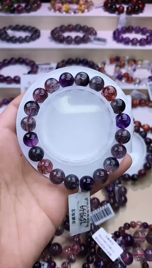水晶手链未镶嵌黑加仑超七单圈10m+