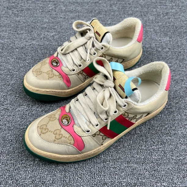 99新 GUCCI/古驰 36.5码 粉色做旧脏脏鞋 99新 配件齐全 /6192