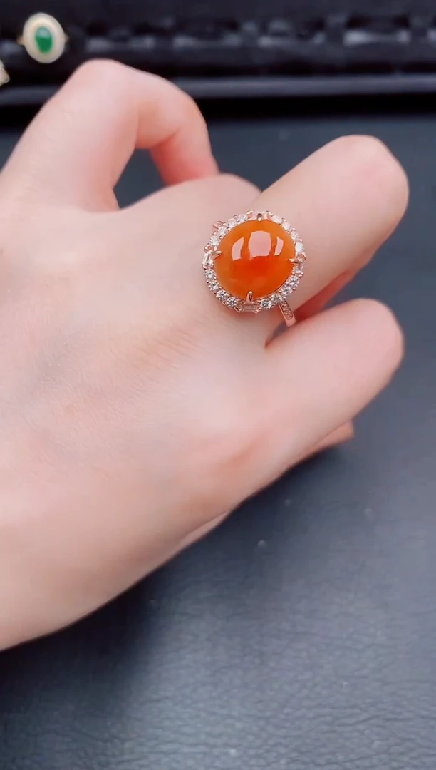 【闪购商品】翡翠戒指银S925镶嵌天然a货翡翠458