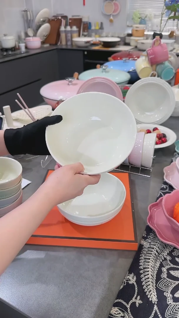 【闪购商品】瓷【2个装】炻彩汤面碗18cm-松露白