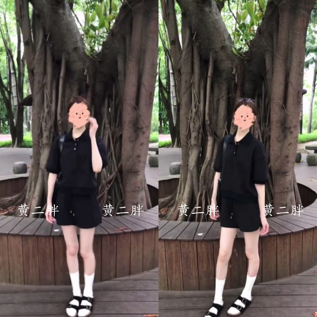 韩系运动少女感穿搭两件套休闲宽松显瘦上衣+百搭短裤2025夏新款