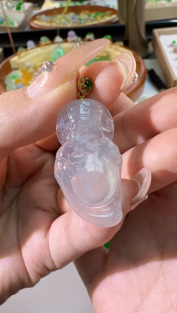 【闪购商品】翡翠颈饰18K金镶嵌缅甸翡翠A货挂件
