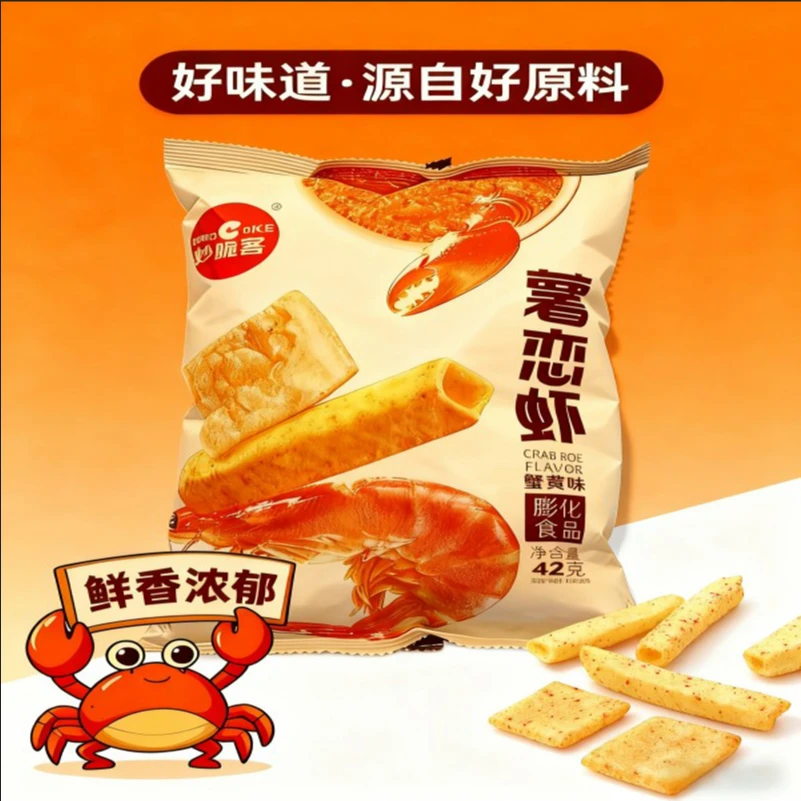 大包薯恋虾薯条+虾片，一包两吃，解馋零食8包*42g大份量