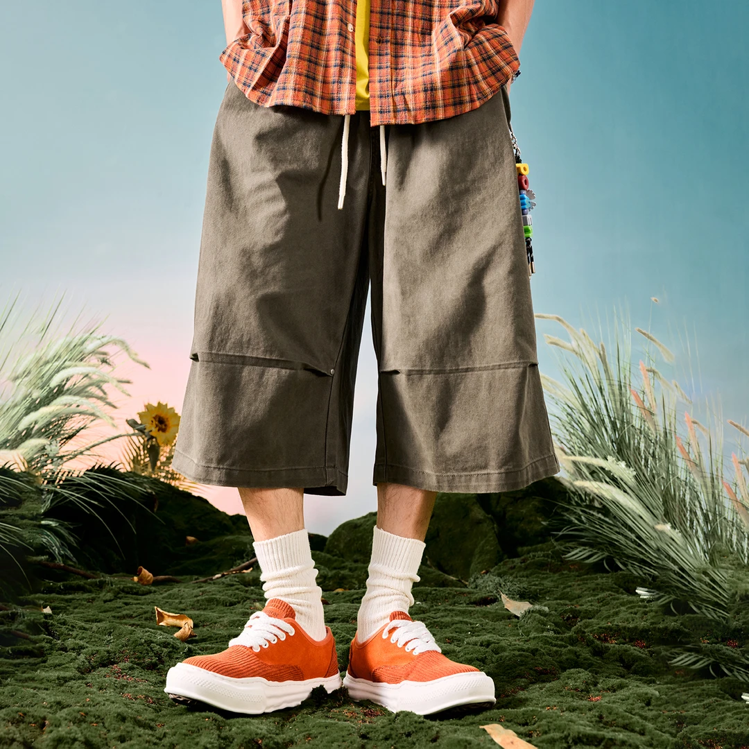 Nuthink美式复古工装裤短裤潮牌宽松直筒休闲七分裤2025夏新款男