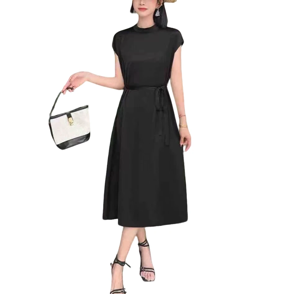 MY 2511新款时尚气质纯色圆领连衣裙