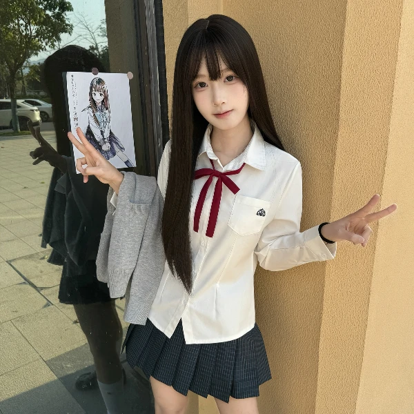 【小序】猫看花原创jk格裙藏青细格校供感百褶