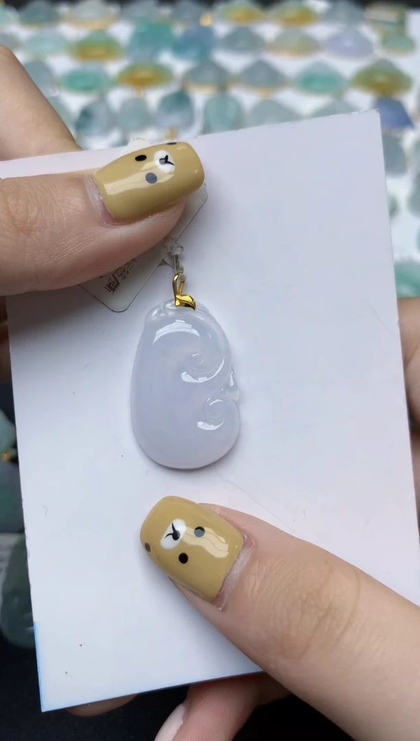 翡翠18K金镶嵌颈饰天然翡翠A货