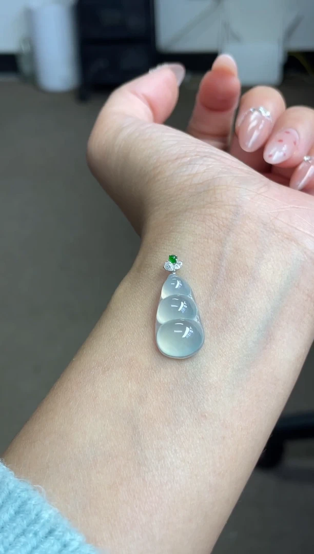 颈饰18K金镶嵌翡翠（38号链接）纯天然A货缅甸翡翠