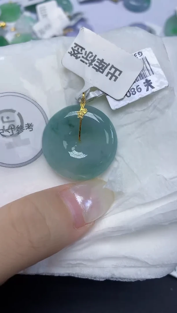 翡翠18K金镶嵌颈饰天然缅甸翡翠A货百元以上9元证书费自理