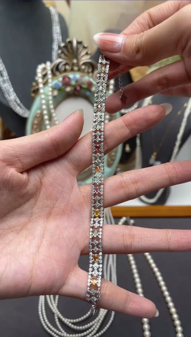 【闪购商品】蓝宝石手链银S925镶嵌as1569手链