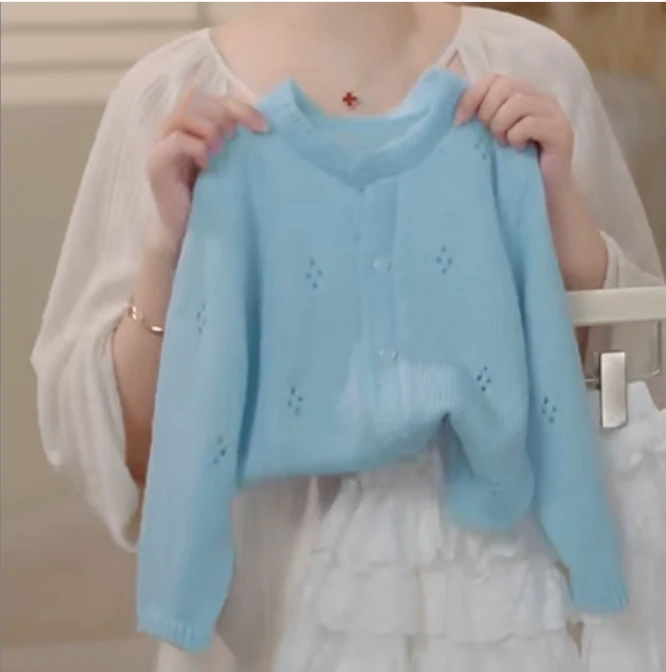 【现货】2025秋季韩版女童蓝色开衫250313A